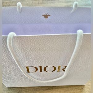 Dior White textured Luxury Tote Bag gold letters perfect! Gift shopping bag